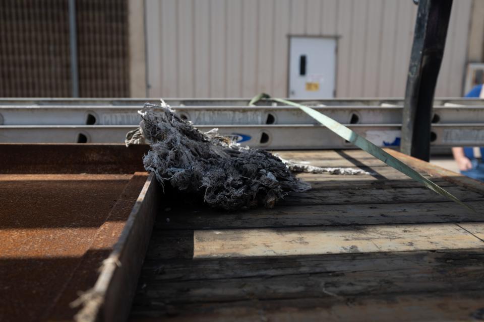 A bundle of "flushable" products that was removed from a clogged pipe at one of Bartlesville's wastewater pumping stations.
