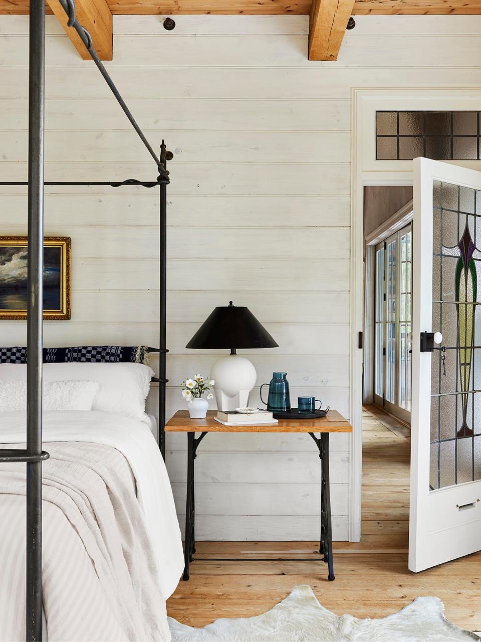 white shiplap bedroom