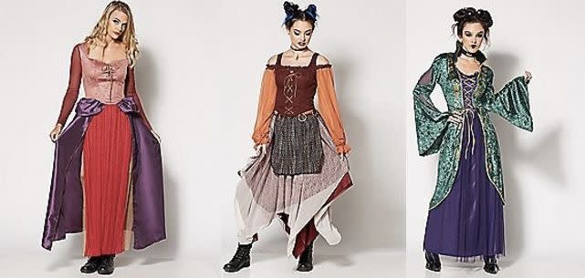 Channel the Sanderson sisters this Halloween. Shop <a href="https://www.spencersonline.com/product/movies-tv/movies/hocus-pocus/adult-mary-sanderson-costume-hocus-pocus/pc/2523/c/342/sc/4279/149023.uts?thumbnailIndex=11" target="_blank">Mary</a> Sanderson, <a href="https://www.spencersonline.com/product/movies-tv/movies/hocus-pocus/adult-winifred-sanderson-costume-hocus-pocus/pc/2523/c/342/sc/4279/149016.uts?thumbnailIndex=12" target="_blank">Winifred</a> Sanderson and <a href="http://www.spencersonline.com/product/adult-sarah-sanderson-costume-hocus-pocus/149014.uts?Extid=sf_froogle&amp;utm_campaign=RKG_-_Shopping_-_Licenses&amp;utm_medium=paid&amp;utm_source=google&amp;utm_term=315603181855_custom_label_3_hocus_pocus&amp;utm_content=Hocus_Pocus&amp;utm_inex=e&amp;product_id=07470354&amp;adpos=1o1&amp;creative=196268667487&amp;device=c&amp;matchtype=&amp;network=g&amp;gclid=CjwKCAjw3f3NBRBPEiwAiiHxGIoFerz9vBy7gYOeD-peJ8p_YT_uIxVTHqsAhdSQ-cmCPJN-vri6FxoCzhQQAvD_BwE" target="_blank">Sarah Sanderson</a> looks here.&nbsp;