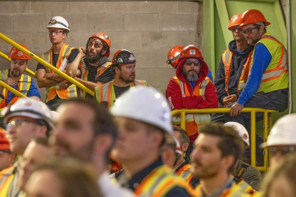 Hundreds of workers at the Irving shipyard in Halifax celebrated the start of a contract that will keep many of them in their jobs for decades. The yard will build the Royal Canadian Navy 15 ships to replace the current fleet of frigates.