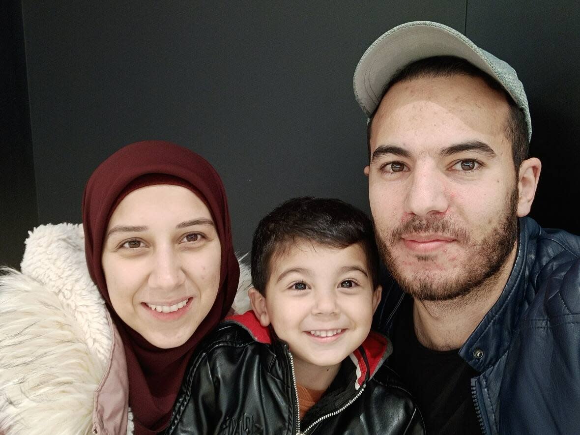 Omar Burqan's wife Razan and 3½-year-old son Awab joined him in Fredericton in the summer.  (Submitted by Omar Burqan - image credit)