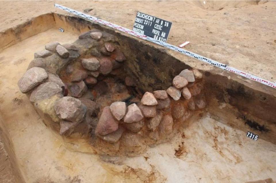 Experts unearthed a hearth from one of the sites.