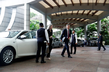 Sung Kim arrives at Ritz Carlton Hotel for a working-level meeting with North Korean officials in Singapore June 11, 2018. REUTERS/Edgar Su