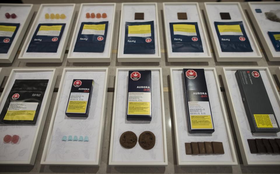 A variety of cannabis edibles are displayed at the Ontario Cannabis Store in Toronto on Jan. 3, 2020. THE CANADIAN PRESS/Tijana Martin