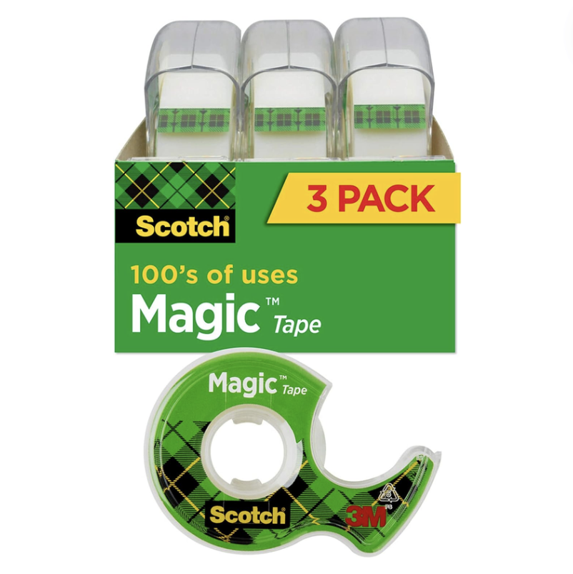 <p><a href="https://www.amazon.com/Scotch-Magic-Tape-Inch-Count/dp/B01C5IHGJW/?tag=syn-yahoo-20&ascsubtag=%5Bartid%7C10055.g.61701229%5Bsrc%7Cyahoo-us" data-i13n="elm:affiliate_link;elmt:premonetized" rel="sponsored" target="_blank" data-ylk="slk:Shop Now;elm:affiliate_link;elmt:premonetized;itc:0;sec:content-canvas" class="link rapid-noclick-resp rapid-with-clickid etailiffa-link">Shop Now</a></p> <p>Magic Tape</p>  <p>$4.99</p>