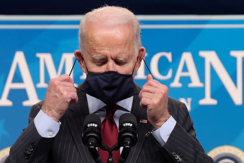 U.S. President Biden makes an announcement on coronavirus aid for small businesses at the White House in Washington