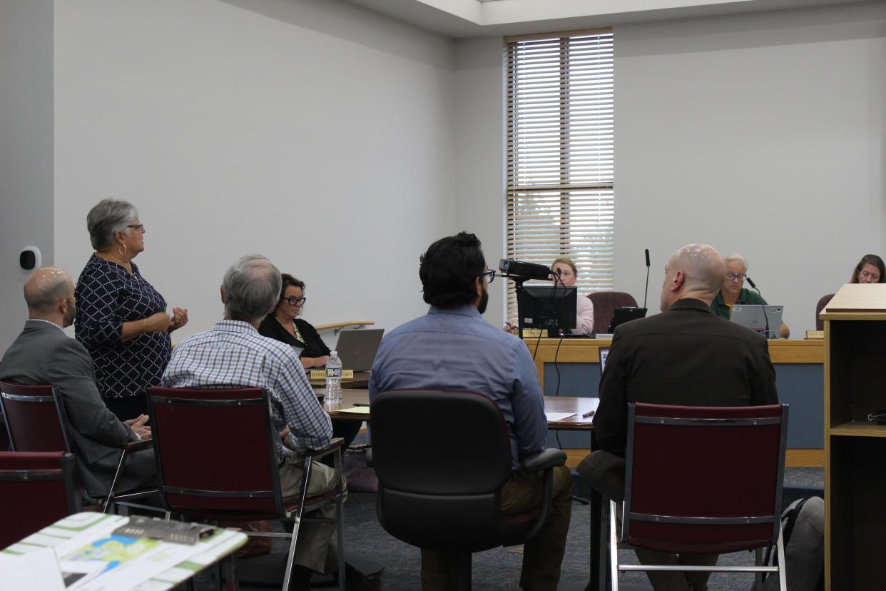 Project manager Cindy Pozolo of SmithGroup addresses the Genoa Township Planning Commission during its meeting Monday, Aug. 8, 2022.