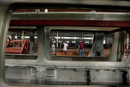 Vehicle chassis is seen at the vehicle assembly line at the Innoson motor vehicle assembly in Nnewi, Nigeria August 20, 2016. REUTERS/Afolabi Sotunde