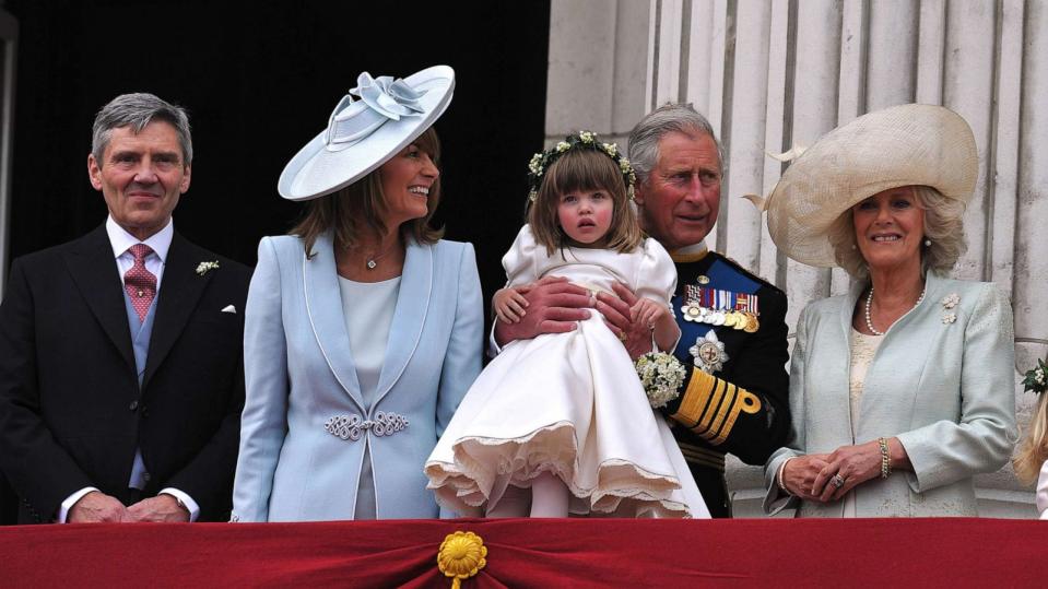 PHOTO: (L-R) Michael Middleton, Carole Middleton, Eliza Lopes, Prince Charles, Prince of Wales and Camilla, Duchess of Cornwall at Buckingham Palace after the Royal Wedding of Prince William to Catherine Middleton, April 29, 2011, in London. (John Stillwell-WPA Pool/Getty Images)