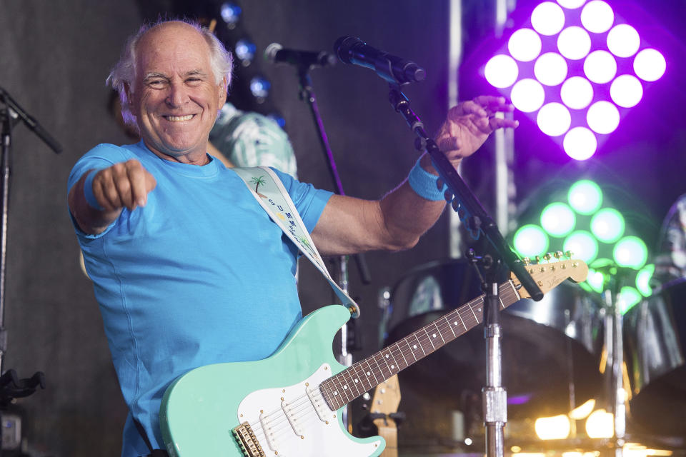 FILE - This July 29, 2016 file photo shows Jimmy Buffett performing on NBC's "Today" show in New York. Buffett, who popularized beach bum soft rock with the escapist Caribbean-flavored song “Margaritaville” and turned that celebration of loafing into an empire of restaurants, resorts and frozen concoctions, has died, Friday, Sept. 1, 2023. (Photo by Charles Sykes/Invision/AP, File)