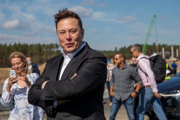 Tesla-Chef Elon Musk in Grünheide.