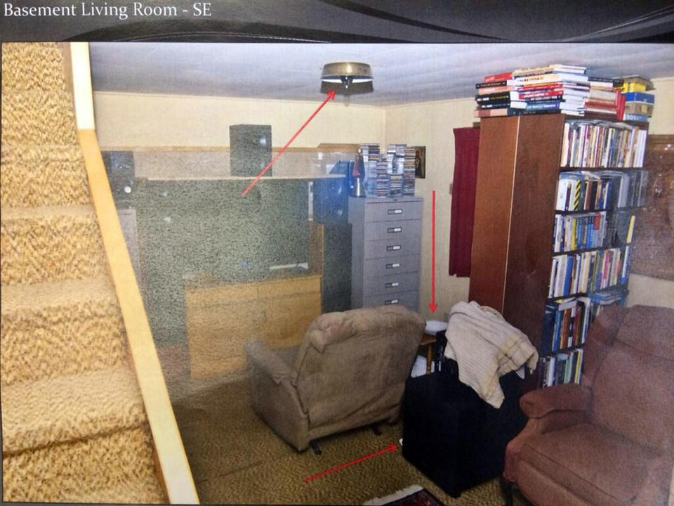 In this undated photo released by Morrison County Attorney's Office, the basement of Minnesota homeowner Byron Smith where Smith shot and killed two teenagers during a break-in is seen. Smith was convicted Tuesday, April 29, 2014, of premeditated murder. A day after Byron Smith was found guilty of premeditated murder, jurors said the audio of the Thanksgiving Day 2012 killings of two unarmed teens _ a recording that the 65-year-old switched on before the break-in occurred _ was key in his conviction. (AP Photo/Morrison County Attorney's Office via The Star-Tribune)