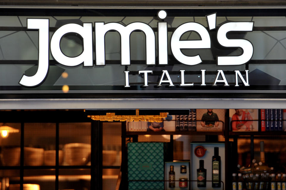 A Jamie's Italian, the restaurant chain founded and majority-owned by celebrity chef Jamie Oliver, on Old Bailey, central London.