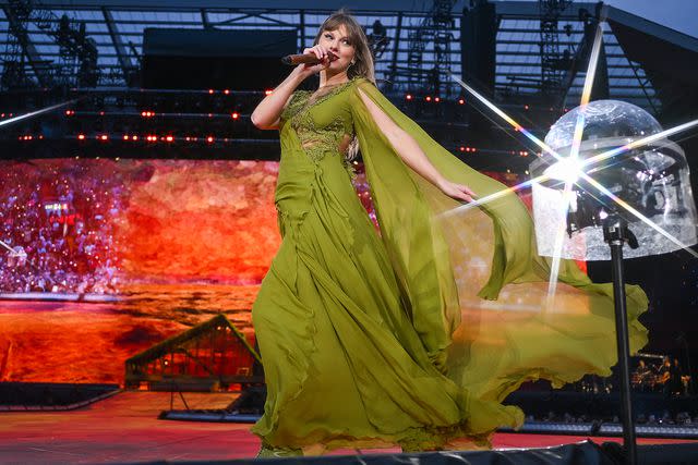 <p>Gareth Cattermole/TAS24/Getty</p> Taylor Swift performs her Eras Tour show on June 13, 2024 in Liverpool, England.