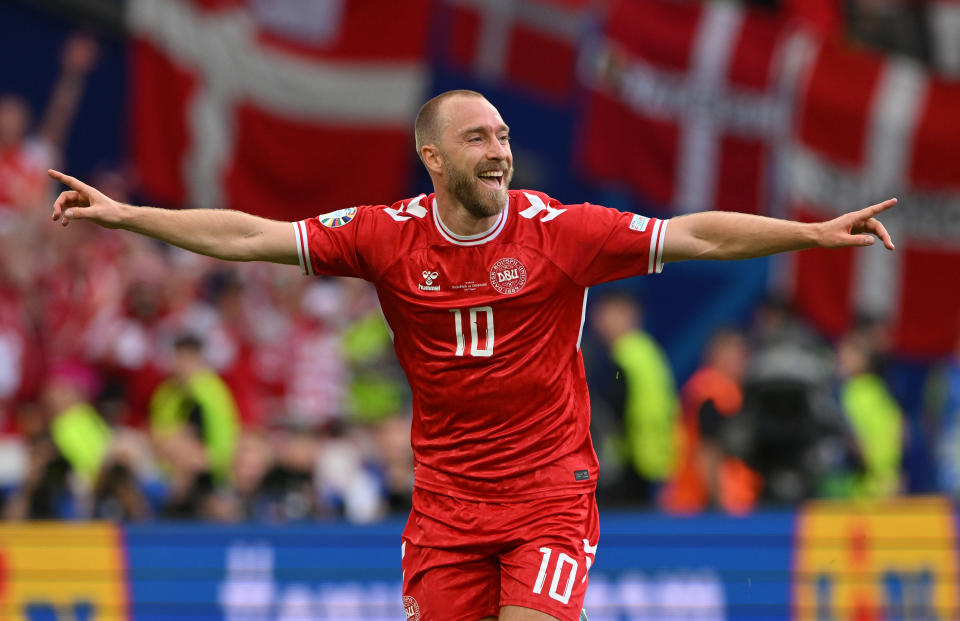 Denmark and Slovenia played to a 1-1 draw. (Chris Ricco/UEFA via Getty Images)