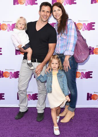 <p>Axelle/Bauer-Griffin/FilmMagic</p> Christian Oliver with Jessica Mazur and daughters at the Los Angeles premiere of 'Home' on March 22, 2015.
