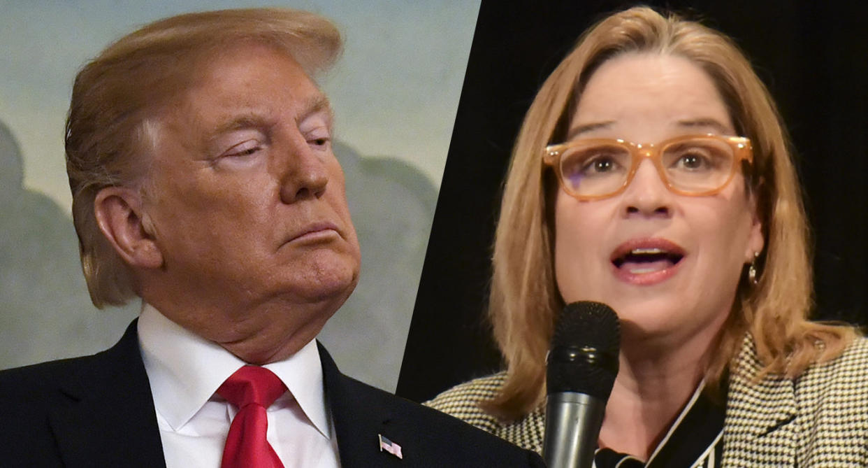 President Trump and San Juan Mayor Carmen Yulin Cruz Soto.  (Susan Walsh/AP, Carlos Guisti/AP)