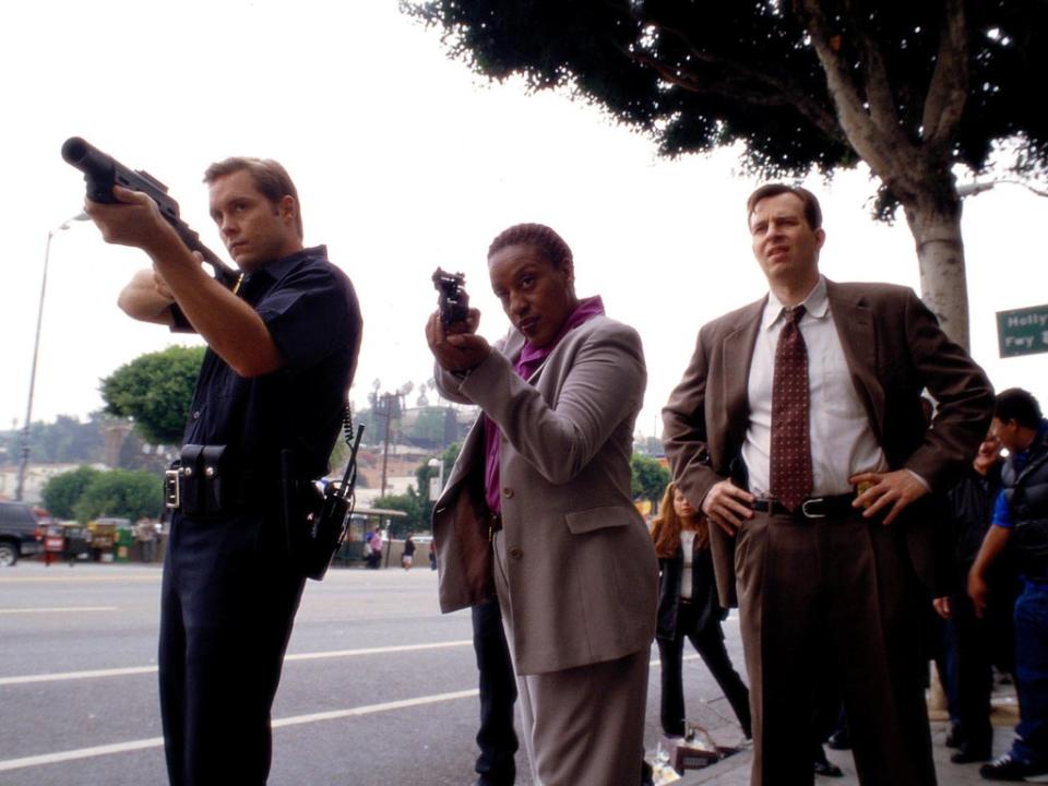 Homicide detectives Claudette (CCH Pounder, centre) and Dutch (Jay Karnes, right) served as a moral counterpoint to the violent, scheming Mackey (Fox-Tv/Kobal/Shutterstock)