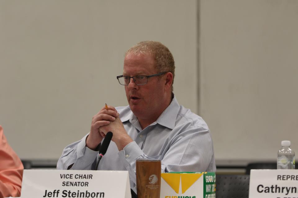 New Mexico Sen. Jeff Steinborn discusses nuclear waste storage during a meeting of the Radioactive and Hazardous Materials Committee, Oct. 10, 2023 at Southeast New Mexico College.