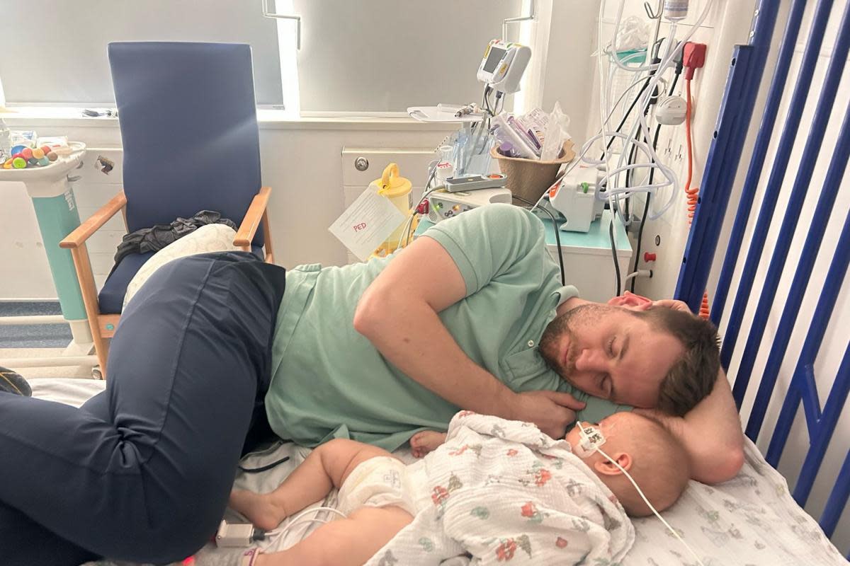 Georgia House, 29, and her husband James spent five days in London’s Chelsea and Westminster Hospital with five-month-old Margot after she caught measles <i>(Image: SWNS)</i>