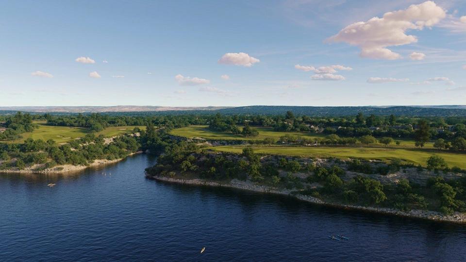 An artist's rendering shows how the David McLay Kidd-designed golf course at Loraloma in Lake Travis will look when the private course opens in the spring of 2024.