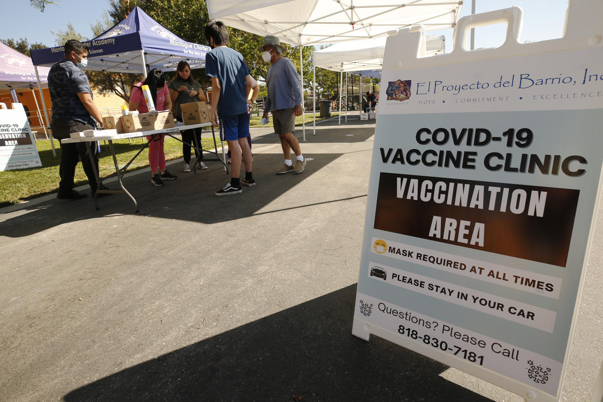 The Fernandeño Tataviam Band of Mission Indians, as part of its participation in the Medi-Vaxx Program of the San Fernando Valley, conducted one in a series of pop-up COVID-19 vaccination clinics at a school in Arleta, Calif., Monday morning. 