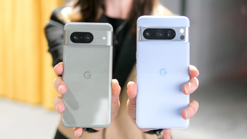 Pixel 8 and Pixel 8 Pro shown side by side