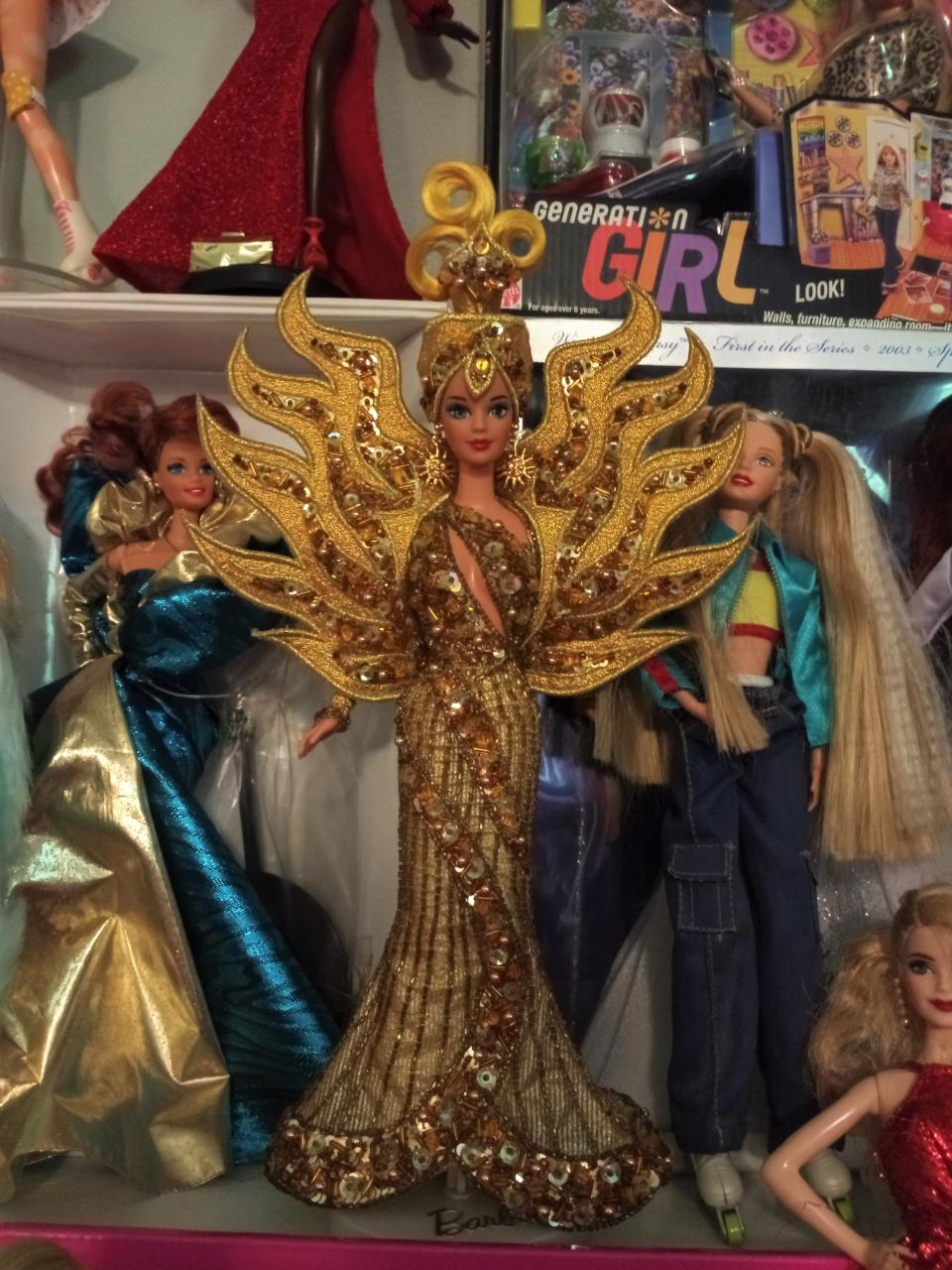 This Bob Mackie Goddess of the Sun Barbie from 1995 is just one of many glittering, sequined dolls in Melinda Umezaki's vast collection.