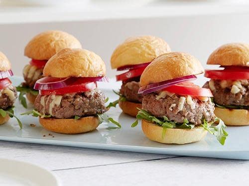 closeup of hamburger sliders