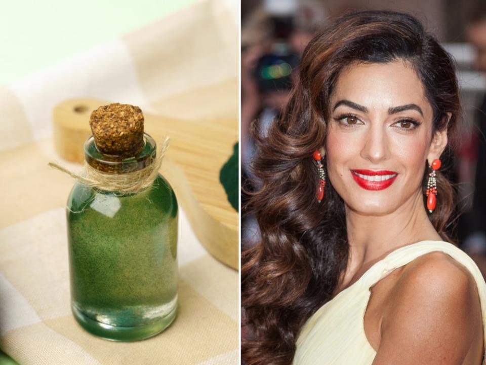 Amal Clooney ist dem Algen-Hype regelrecht verfallen. (Bild: taniavolobueva/Shutterstock.com / darksoul72/Shutterstock.com)