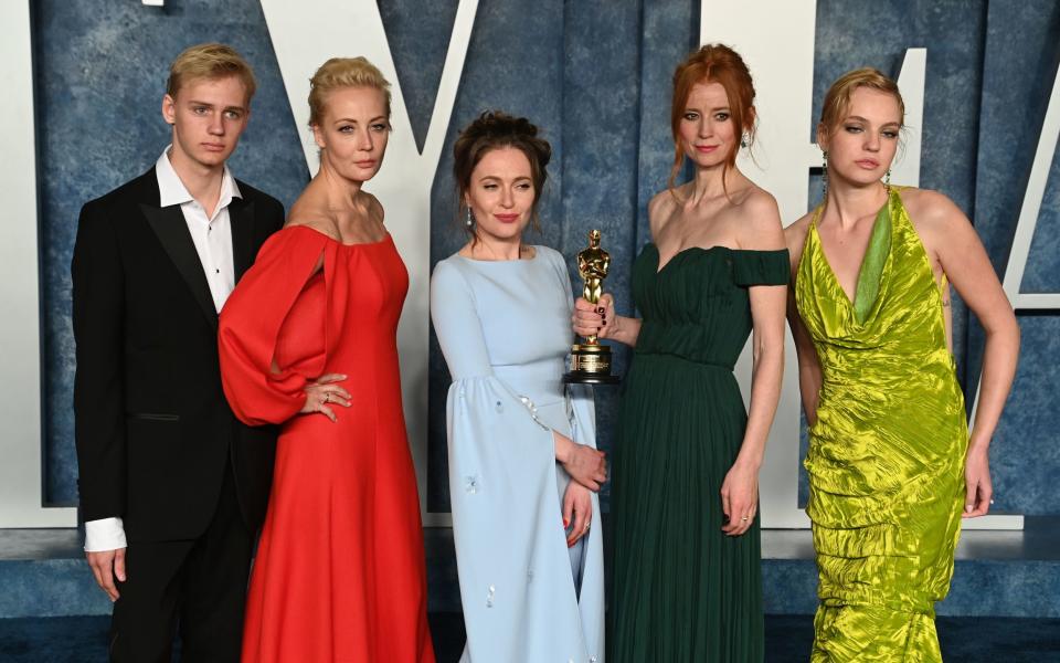 The cast and crew of the documentary pictured at the Vanity Fair Oscar Party in Los Angeles - Doug Peters/PA