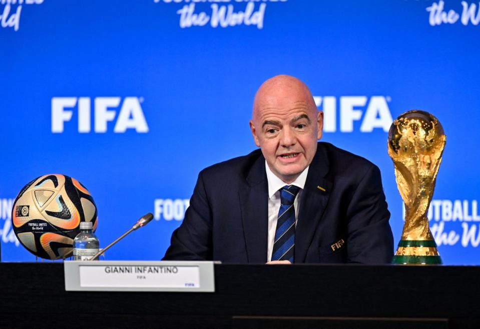 Gianni Infantino addresses a Fifa Council meeting in Zurich (Reuters)