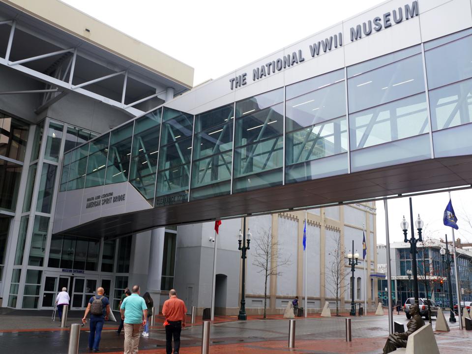 The crowd near the entrance into The National World War II Museum.