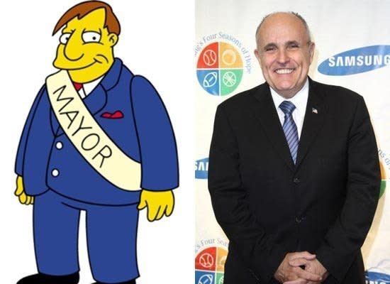 Two-term NYC Mayor Rudy Giuliani may not have the devilish track record of his Simpson's counterpart Joe Quimby. The longtime mayor of Springfield has unabashedly admitted to fraud, taking extended European vacations, and hunting down his enemies on the taxpayers' dime. But Giuliani is decidedly Quimby-esque in his love of the spotlight.