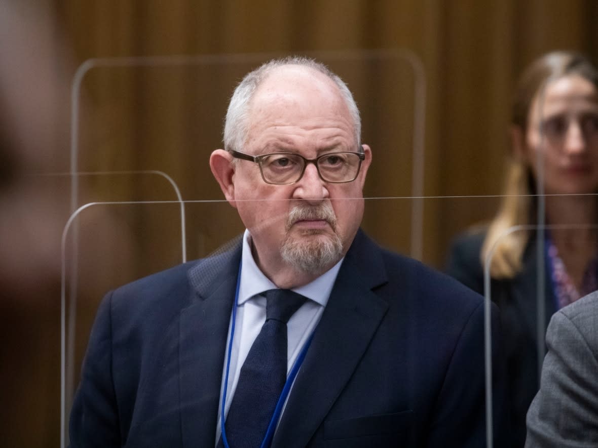 Surrey Coun. Rob Stutt is pictured during a Metro Vancouver's board of directors meeting in Burnaby, B.C., on Nov. 25, 2022.  (Ben Nelms/CBC - image credit)