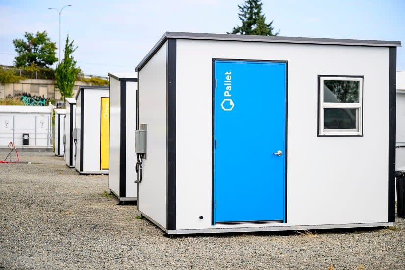 The government of Nova Scotia is purchasing 200 pallet shelters, like the one seen in this file photo, worth about $7 million to provide temporary housing for the homeless.