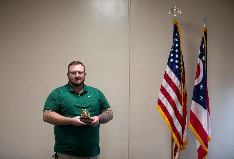 Plumbing Instructor and Teacher of the Year Robert McLaughlin stands inside of the O building at Southeastern Ohio Correctional Institution on Nov. 16, 2022.