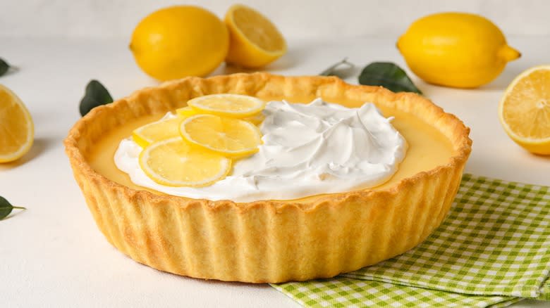 Lemon chiffon pie with cream