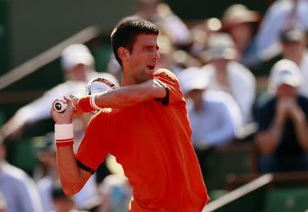 Tennis - French Open - Roland Garros, Paris, France - 5/6/15 Men's Singles - Serbia's Novak Djokovic in action during the semi final Action Images via Reuters / Jason Cairnduff Livepic