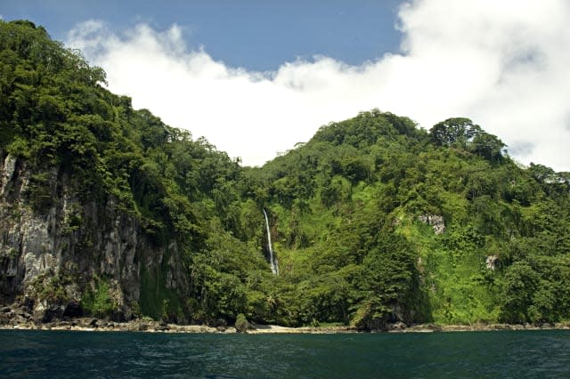 Waterfall on remote and pristine Cocos Island, 350 miles off the Pacific coast of Costa Rica.