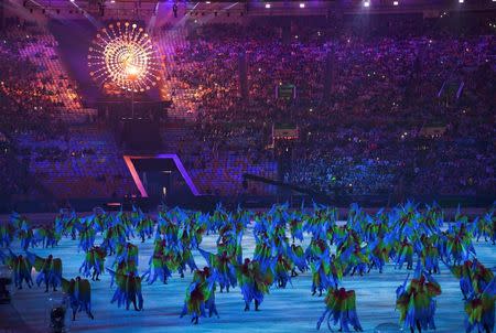 2016 Rio Olympics - Closing ceremony - Maracana - Rio de Janeiro, Brazil - 21/08/2016. Performers take part in the closing ceremony. REUTERS/Toby Melville