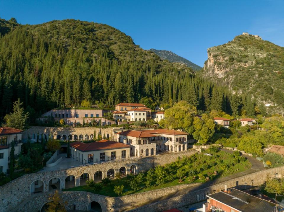 Nestled just below the Mystras archaeological site, the resort makes a great home base for hikes. Stavros Habakis, Visual-Storyteller