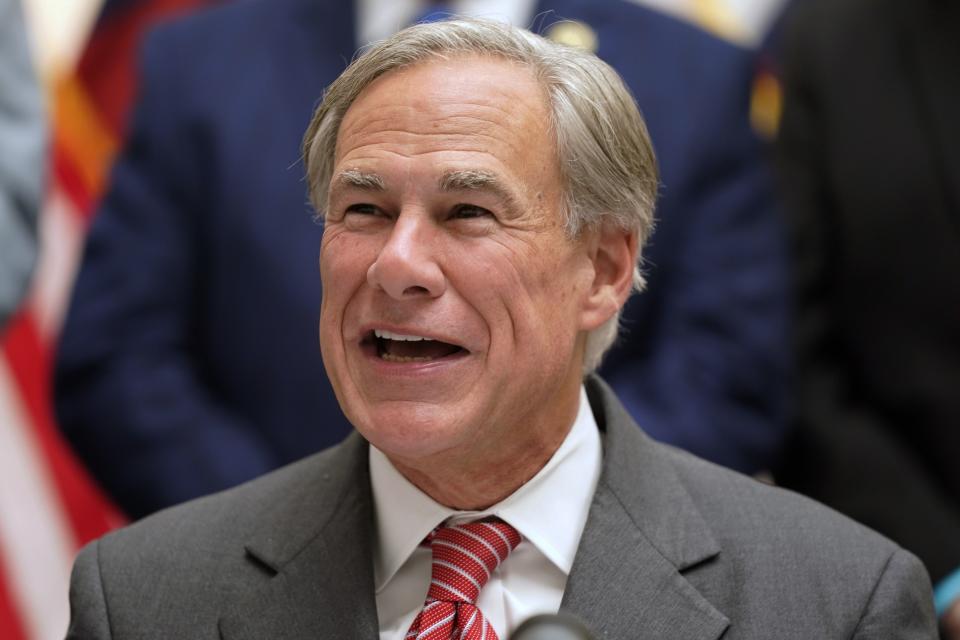 FILE - Republican Texas Gov. Greg Abbott speaks in Tyler, Texas, Sept. 7, 2021. Abbott’s administration has warned state entities not to use diversity, equity and inclusion factors when making employment decisions. (AP Photo/LM Otero, File)