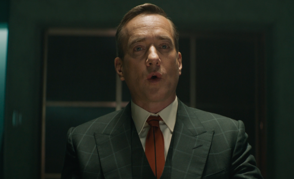 Matthew Macfadyen wearing a suit in scene from Deadpool & Wolverine