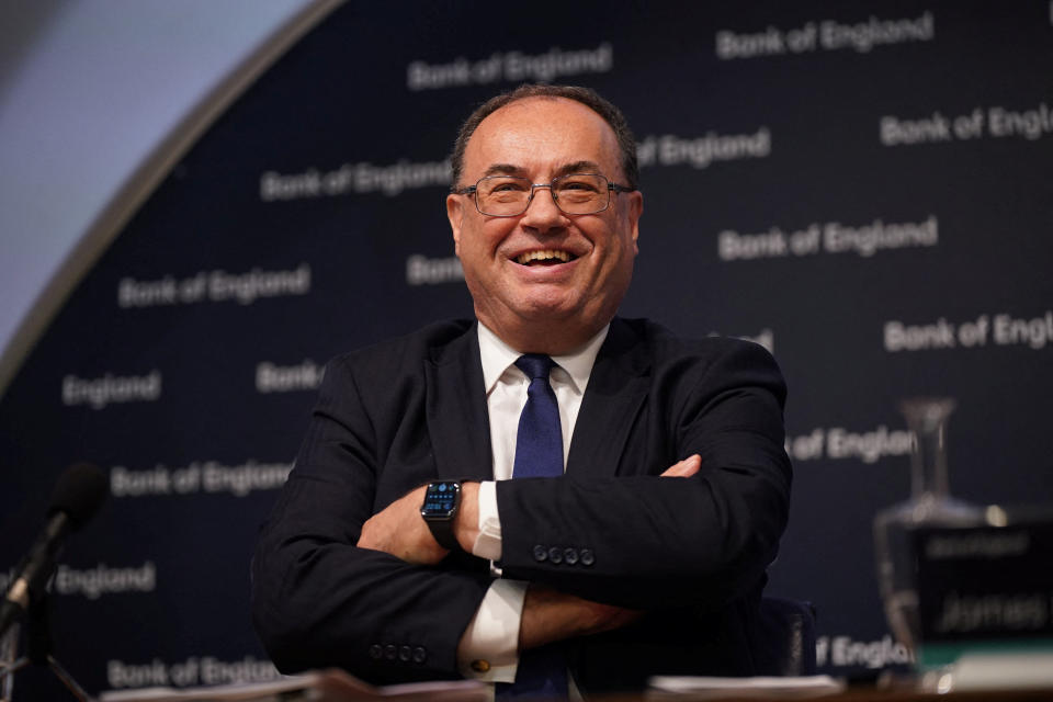 Governor of the Bank of England, Andrew Bailey, reacts during the Bank of England's financial stability report news conference, at the Bank of England, London August 4, 2022. Yui Mok/Pool via REUTERS