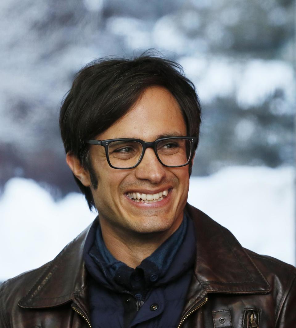 Actor Gael Garcia Bernal is interviewed at the premiere of "Who Is Dayani Cristal?" during the 2013 Sundance Film Festival on Thursday, Jan. 17, 2013 in Park City, Utah. (Photo by Danny Moloshok/Invision/AP)