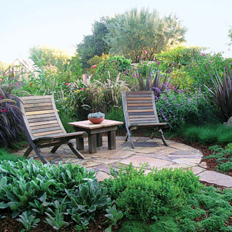 Lush slate patio