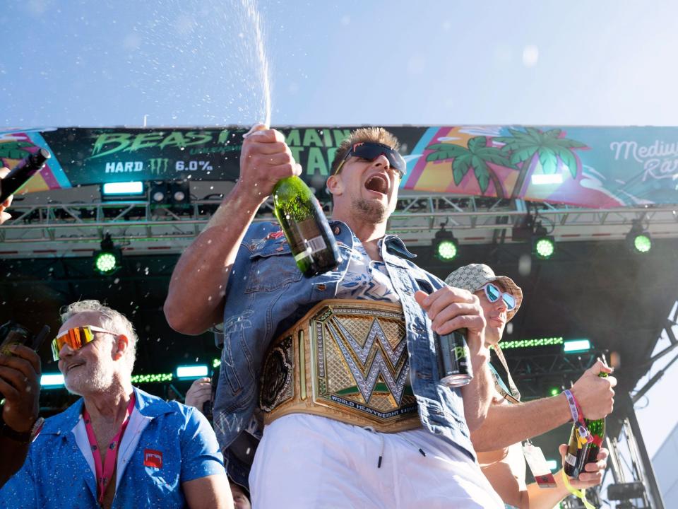 Rob Gronkowski parties at Gronk Beach ahead of Super Bowl LVII.