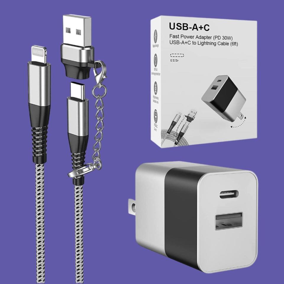 According to Mello, it's essential to pack a USB-A phone charger, as a lot of planes don't have regular plugs or newer USB-C ports that are required with the later editions of iPhones. This handy set includes a plug with both the standard USB-A and USB-C charging ports as well as lightning cables with adaptive connectors that are compatible with a number of different devices.You can buy the USB-A and C lightning charger from Amazon for around $17. 