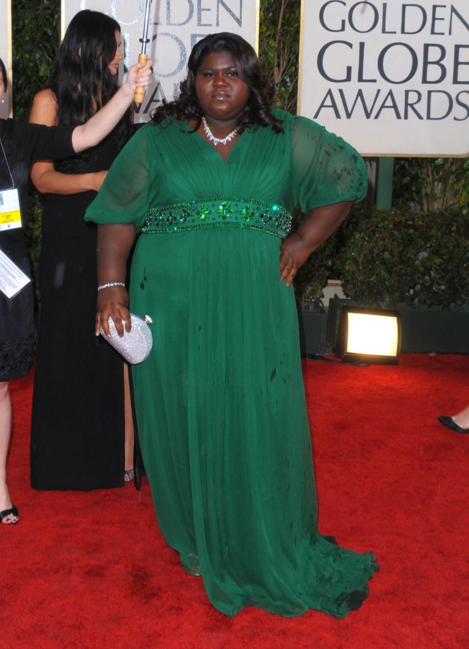 Gabourey Sidibe, nominated that night for taking on the titular role in <em>Precious</em>, wowed in emerald green. 